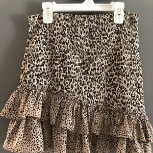 GLAM Leopard Cheetah Print Tiered Ruffle Skirt